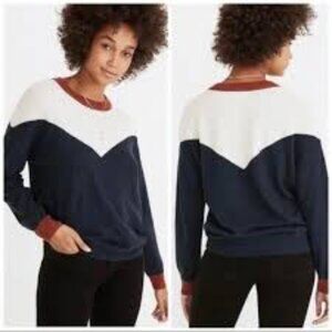 NWT Madewell Wool Alpaca Blend Sweater in Blue/ cream, and Rust - Size L